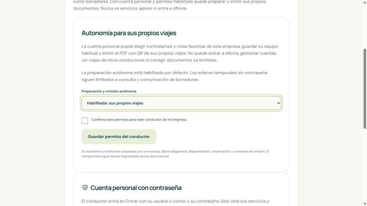 Control de autonomía para un conductor ficticio